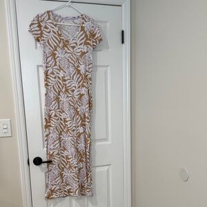 Lilly Pulitzer Tan and White Leaf Maxi Dress
